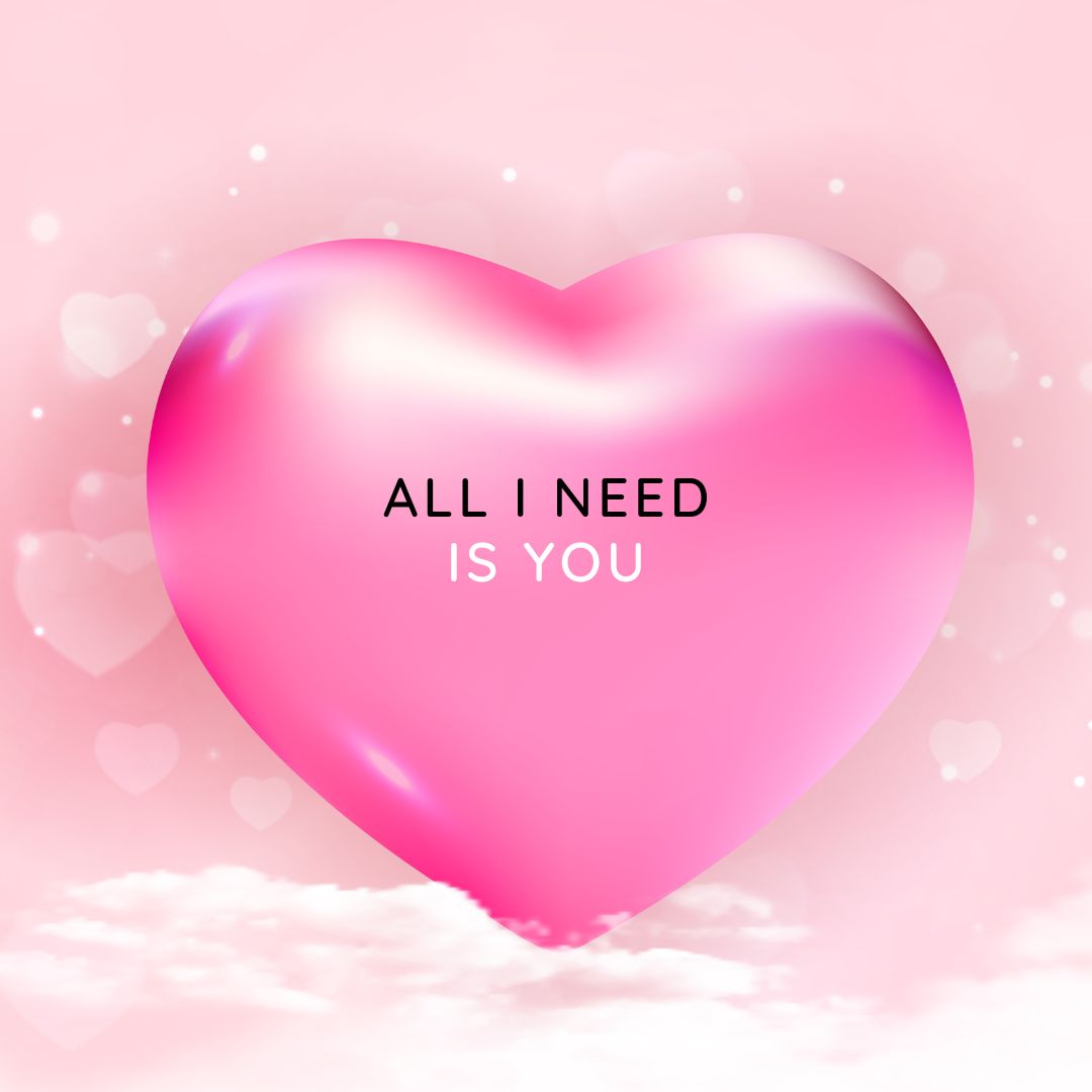 Pink all I need is you greeting card